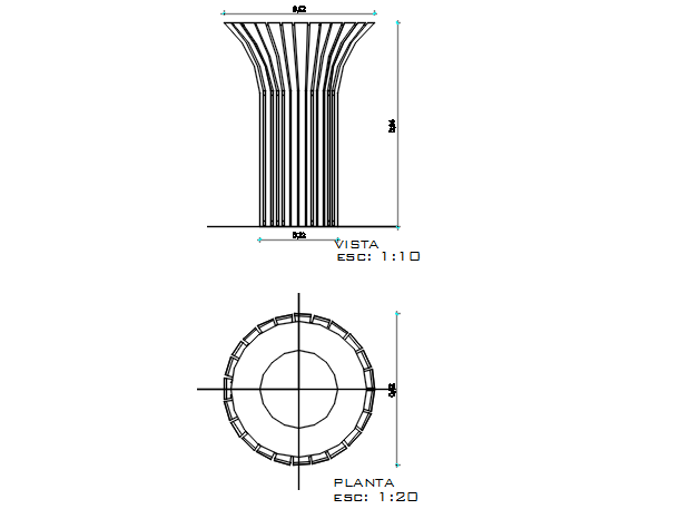 Circle plan and elevation detail dwg file