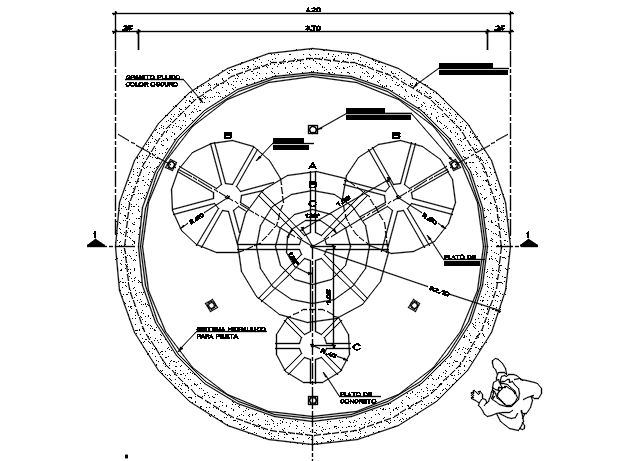 Circle shape plan detail dwg file