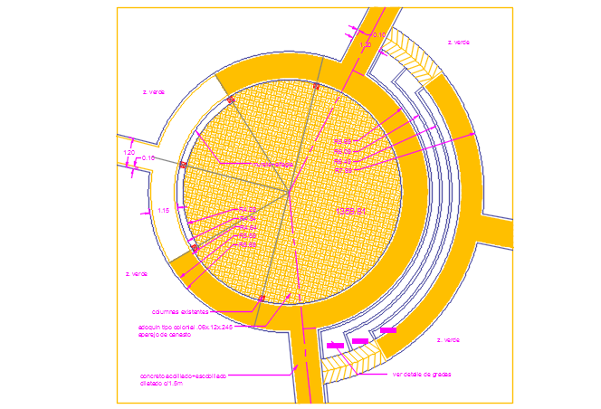 Circle shape plan detail dwg file