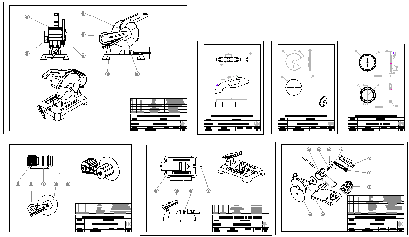 Circular saw montage electric installation details dwg file