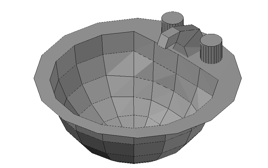 Circular Sink 3d Model In AutoCAD Drawings