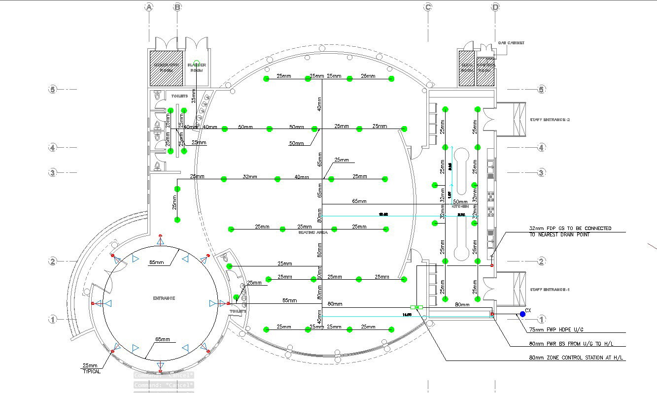 Circular Shape Restaurant Ground Floor Layout Plan Dwg Files