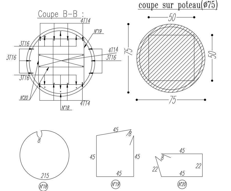 Circular column reinforcement details in AutoCAD 2D drawing, dwg file, CAD file