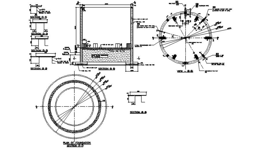 Circular foundation detail. Download free autocad file | CADBULL