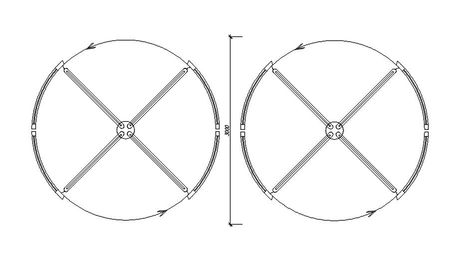 Circular sliding door cad block in AutoCAD, dwg file.