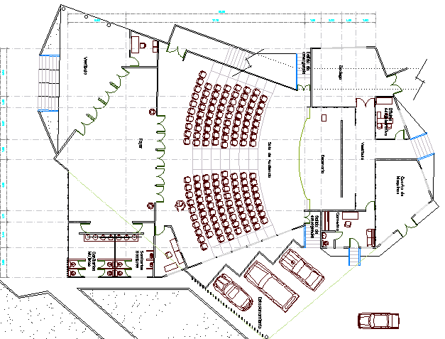 City auditorium hall architecture layout plan details dwg file