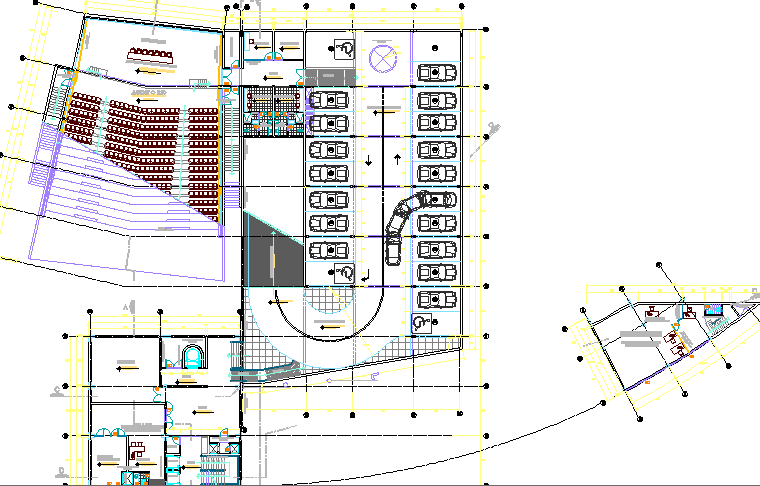 City auditorium hall architecture layout plan dwg file