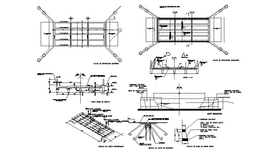 City bridge section and construction details dwg file