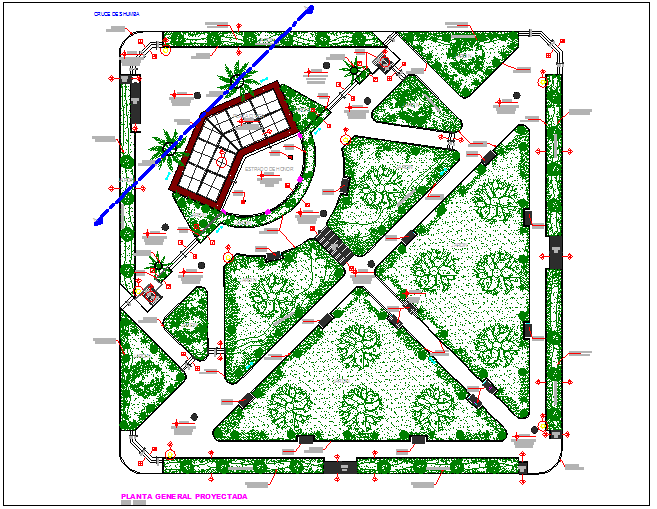 City center garden landscaping details dwg file