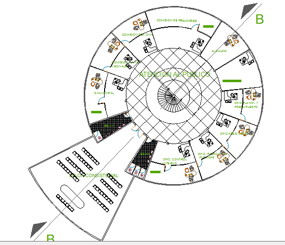 City council building second floor layout plan details dwg file