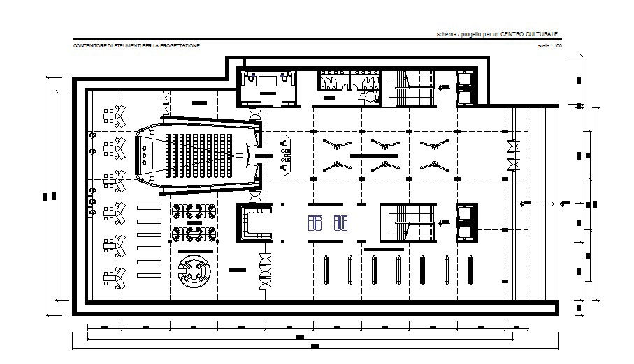 City culture center distribution layout plan cad drawing details dwg file