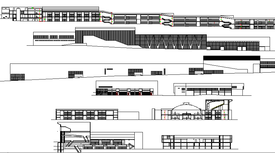 City market all sided elevation and section details dwg file