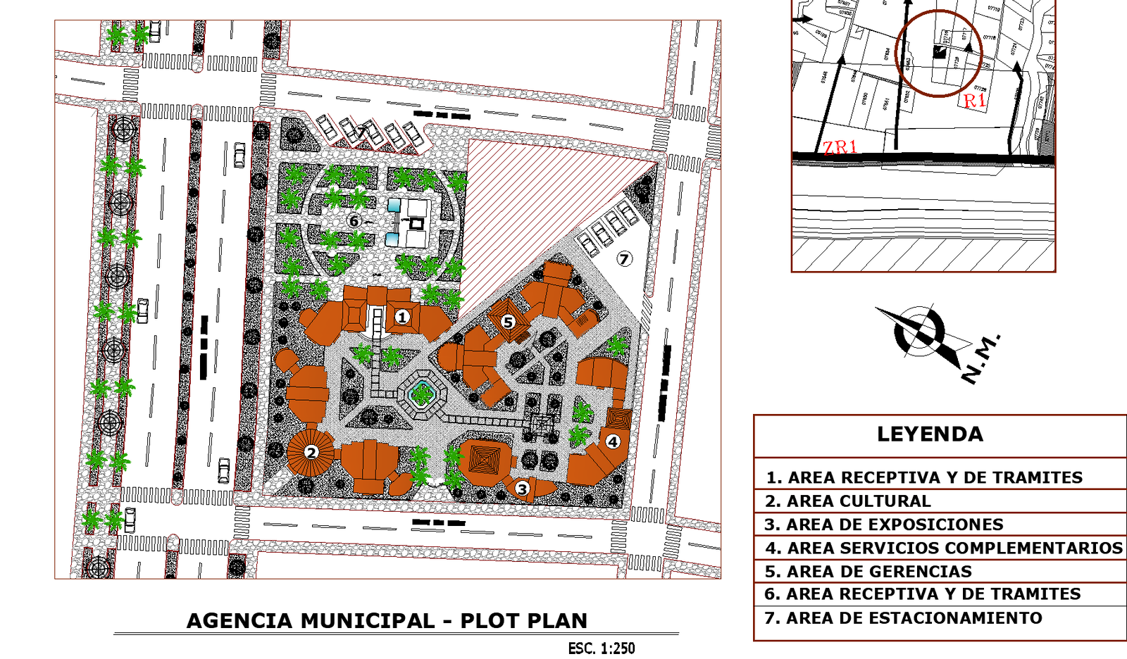 City office and cultural center plan detail dwg file.