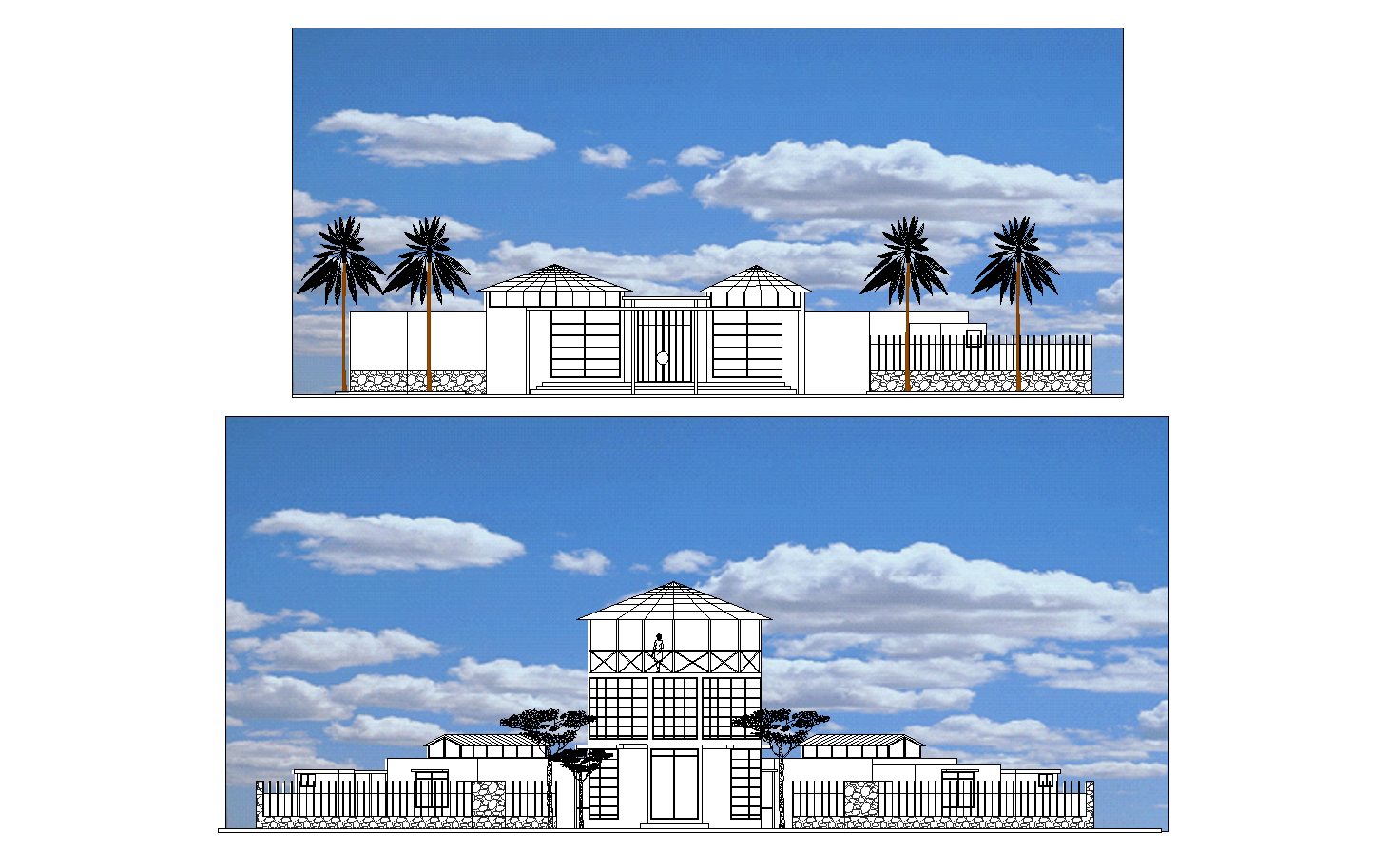 City offices and cultural plan & elevation detail dwg file.