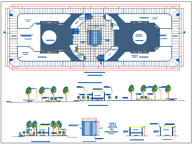 City public park architecture project dwg file