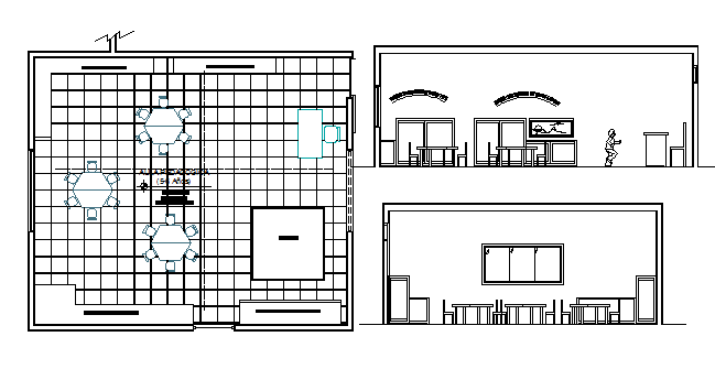 City school canteen architecture layout plan details dwg file