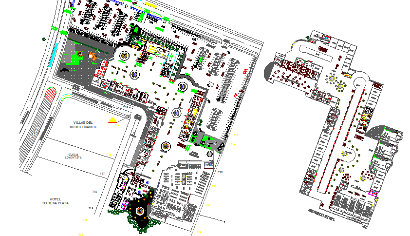 City shopping center architecture layout plan details dwg file