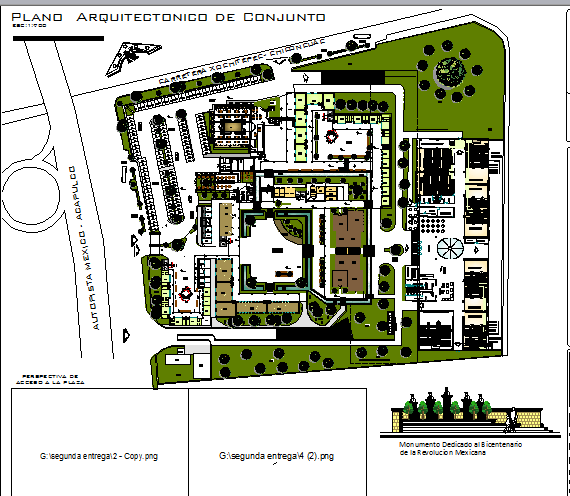 City shopping mall landscaping details with structure dwg file