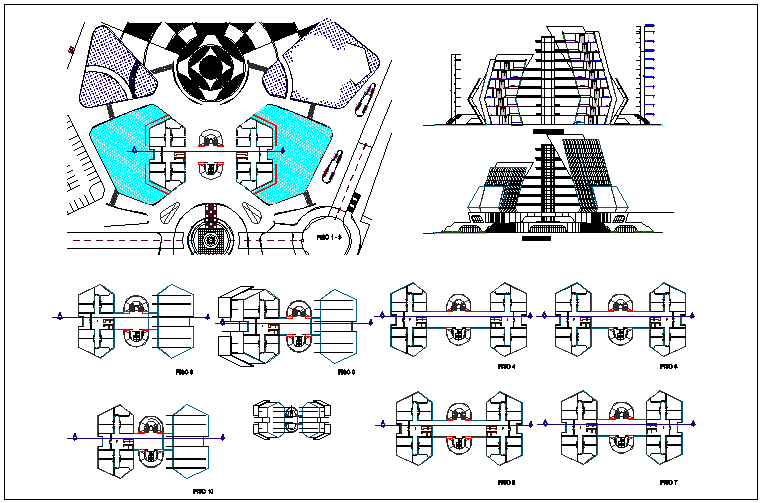 Civic center plan detail view dwg file