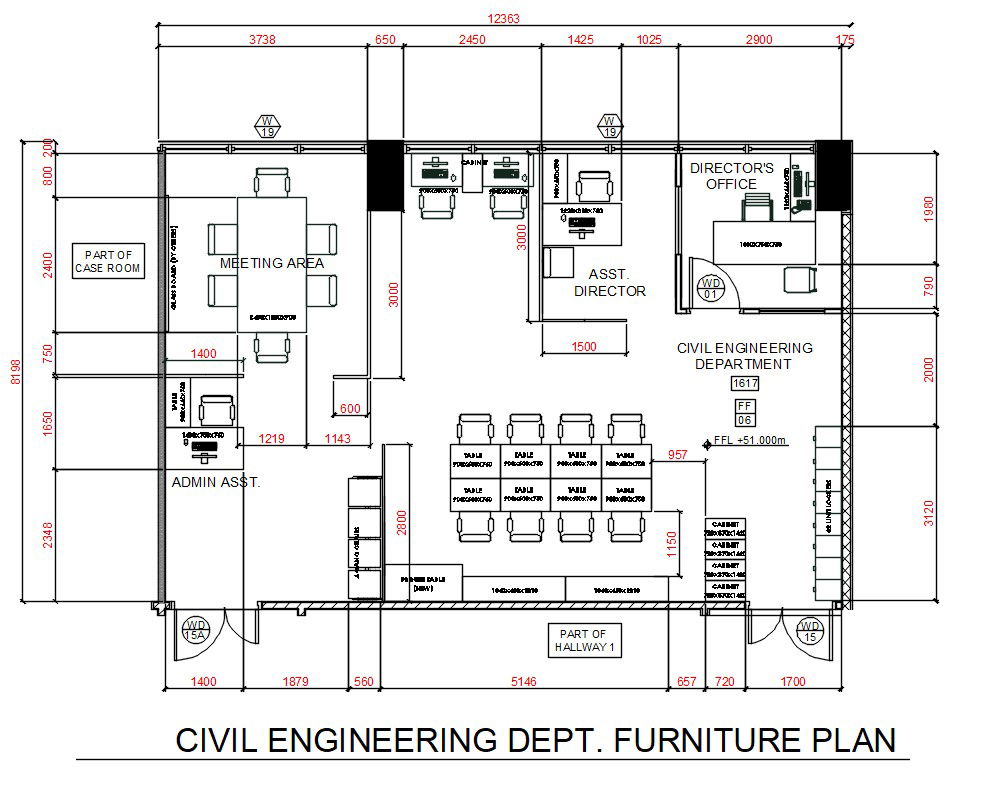 Civil Engineer Department Furniture Plan AutoCAD File