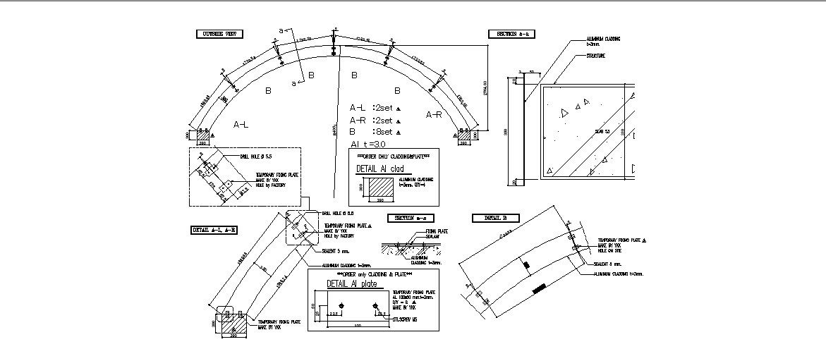 Cladding and plat for roof cad structure details dwg file