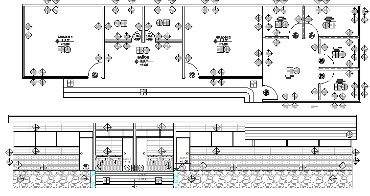 Class room finishes architecture project dwg file