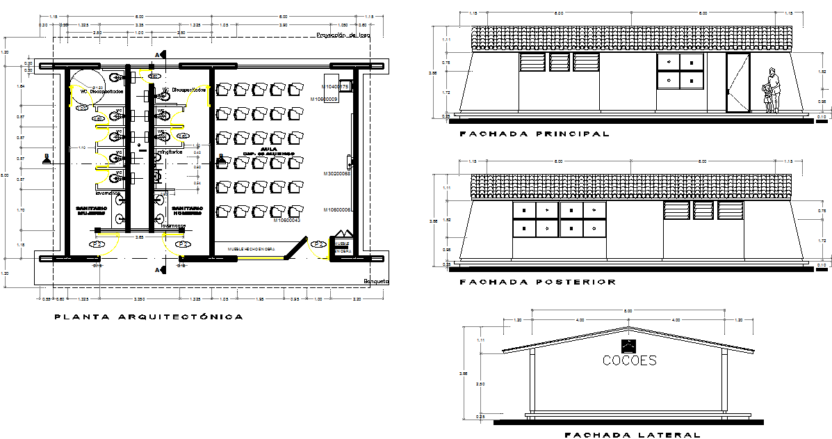 Classroom Architectural plan of a school dwg file