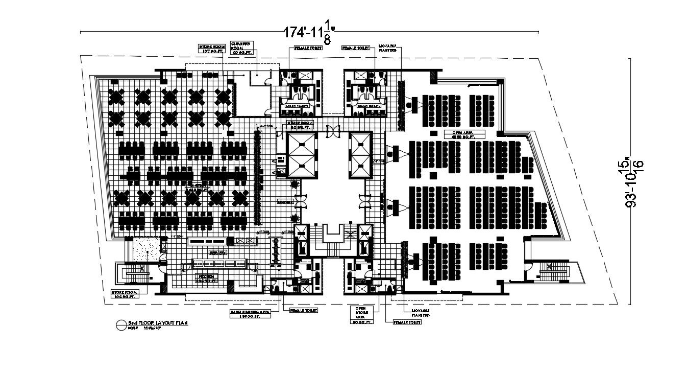 Canteen layout plan in DWG file