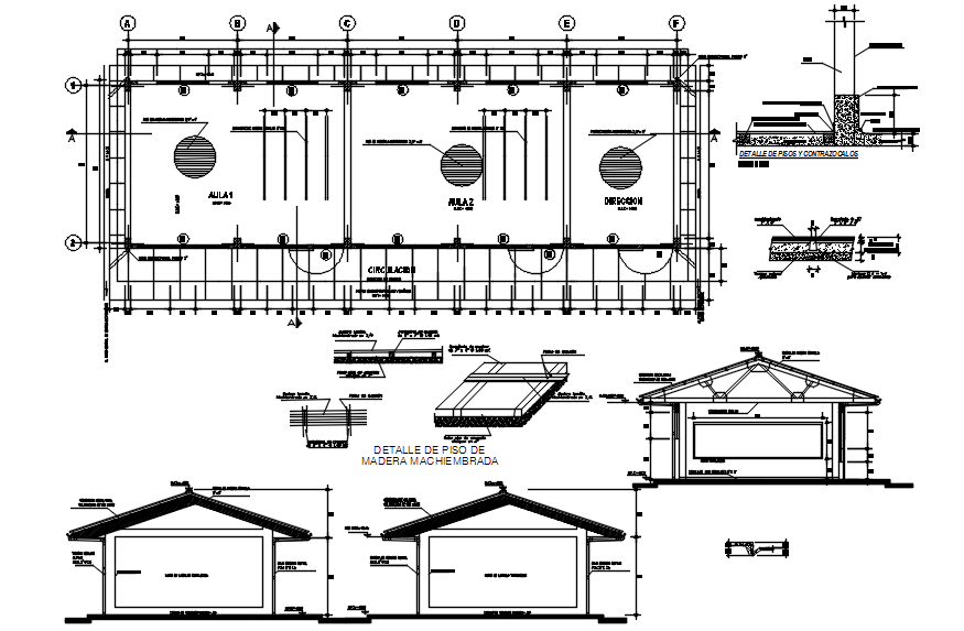 Classroom design with detail dimension in dwg file