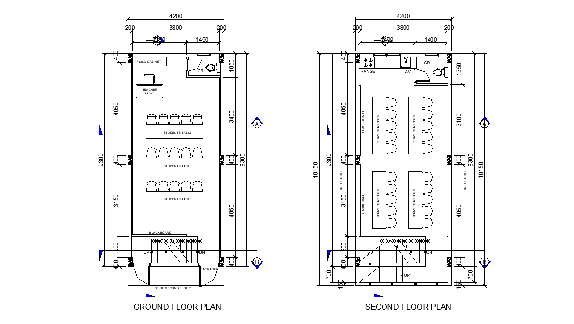 Classroom With Furniture Layout Plan AutoCAD Drawing DWG File