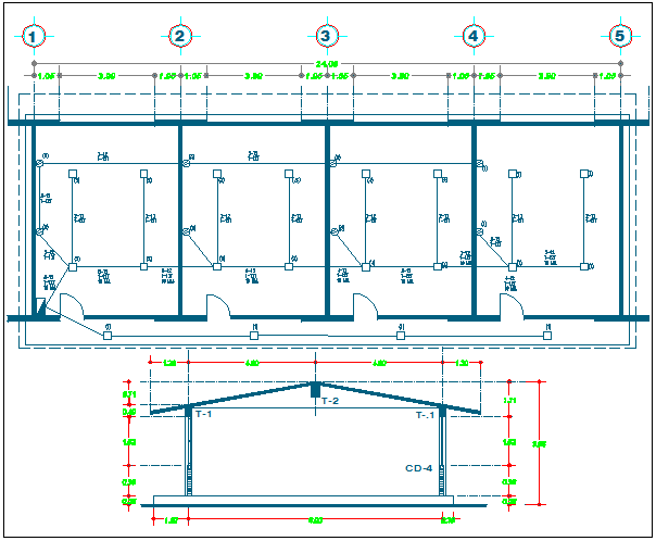 Classrooms of school architecture project dwg file