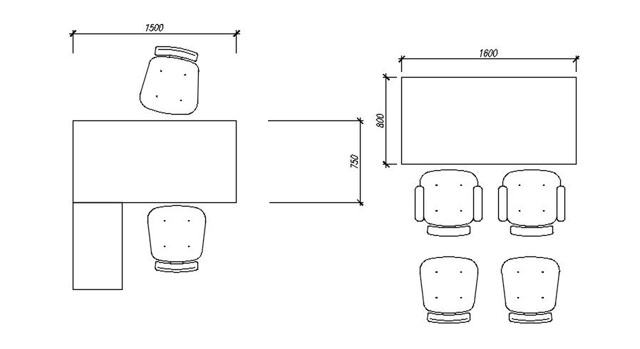 Classroom Table, Chair and Bench CAD Blocks DWG for Schools