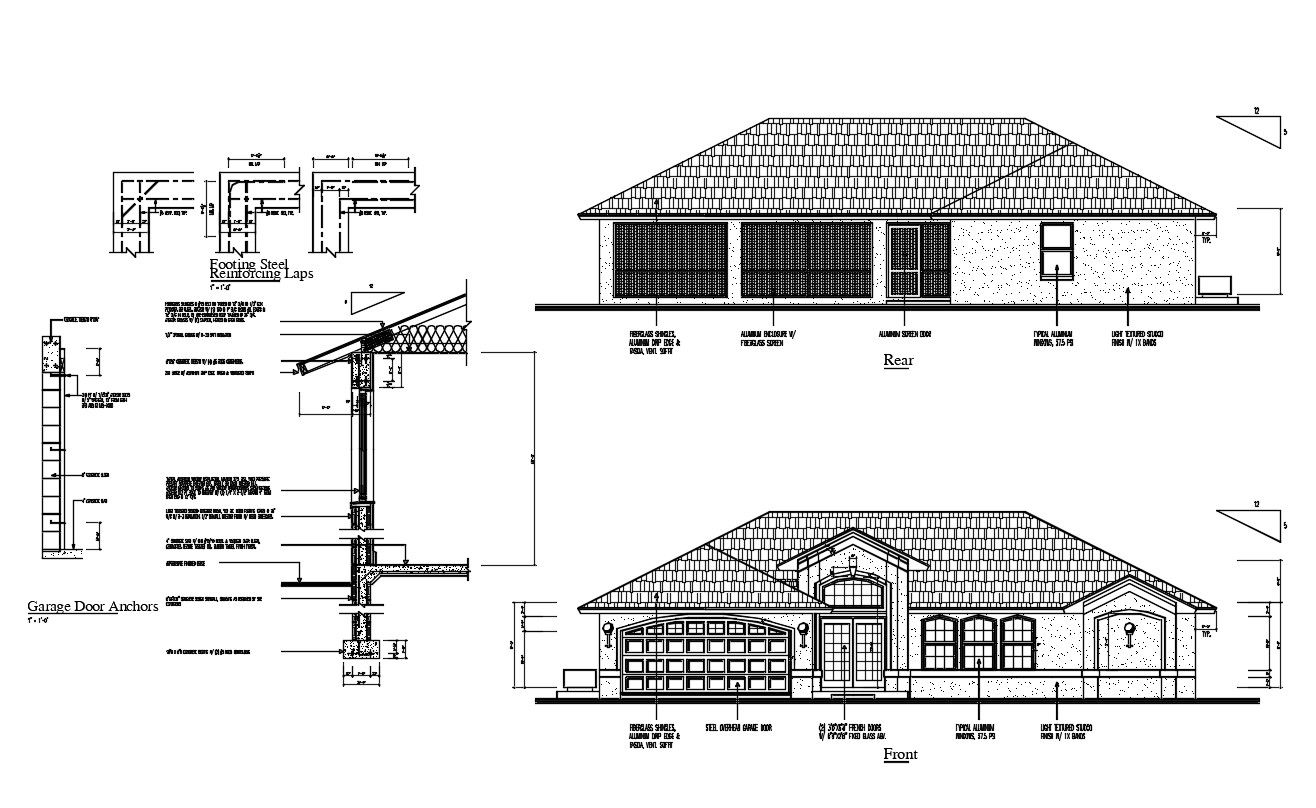 Clay Roof House Elevation CAD Drawing
