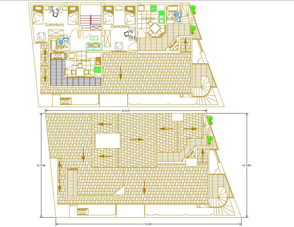 Clay Tiles House Plan And Furniture layout Design AutoCAD File