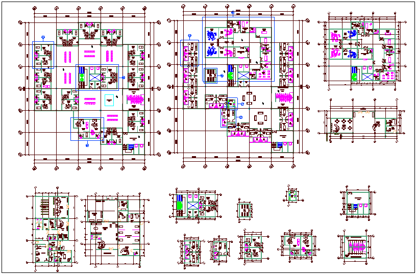 Clinic floor plan view with portion view of clinic dwg file
