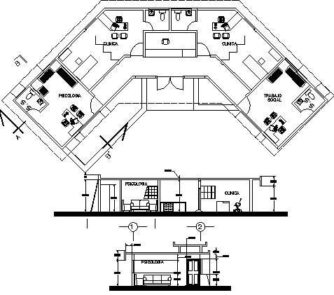 Clinic module architecture project dwg file