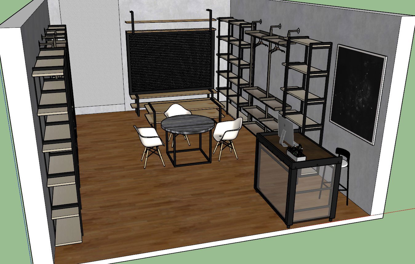 Cloth shop interior design free download skp file