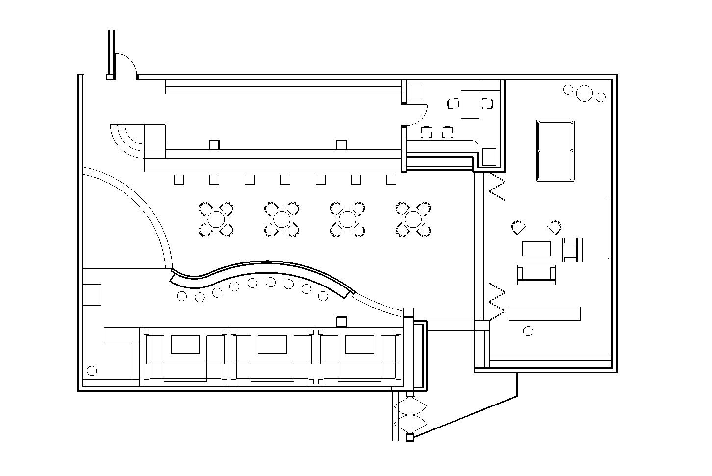Club house plan with detail dimensions in dwg file