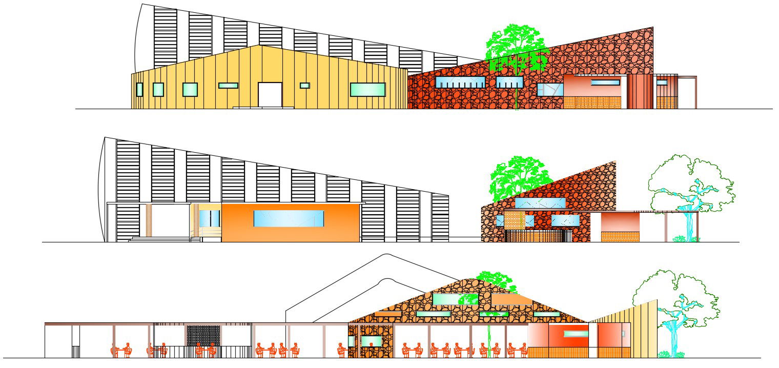 Club House Building Elevation Design Download DWG File