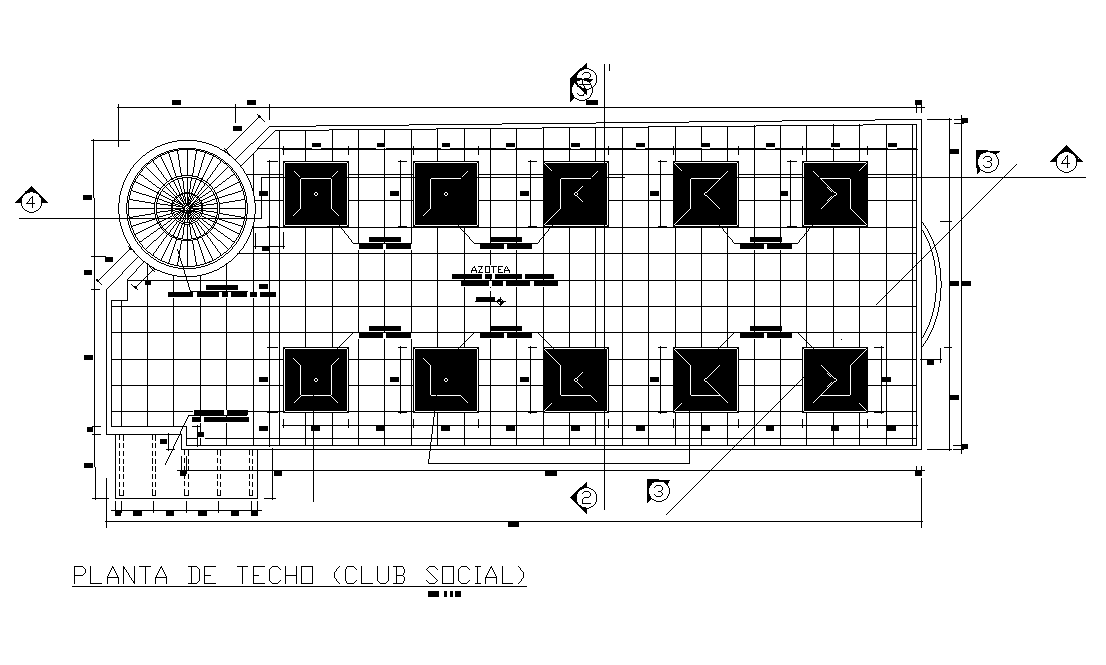 Club House Roof Floor Plan Drawing Download DWG File