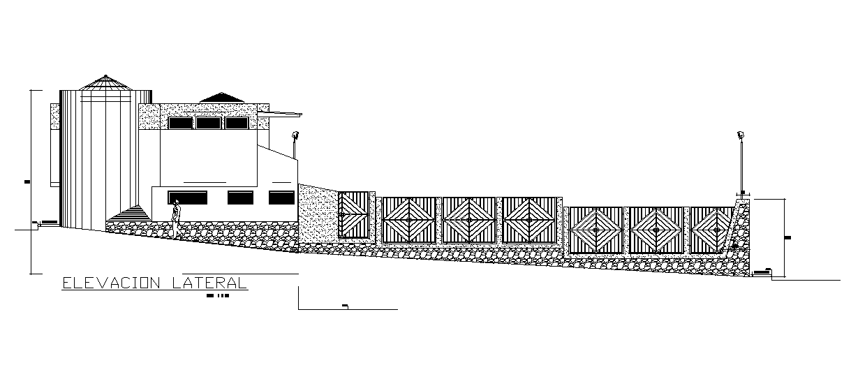 Club House Side Elevation Drawing Download DWG File