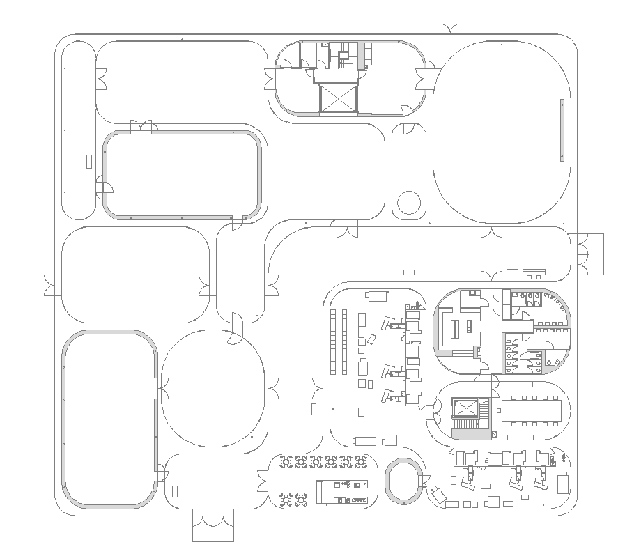 Co-operative office building detail 2d view layout plan