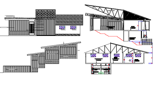 Coffee Processing Plant Section and Elevation Details dwg file