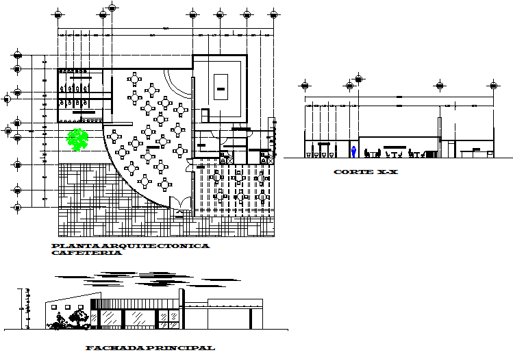 Coffee bar plan detail dwg file