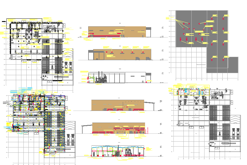 Coffee roasting building plan and elevation dwg file