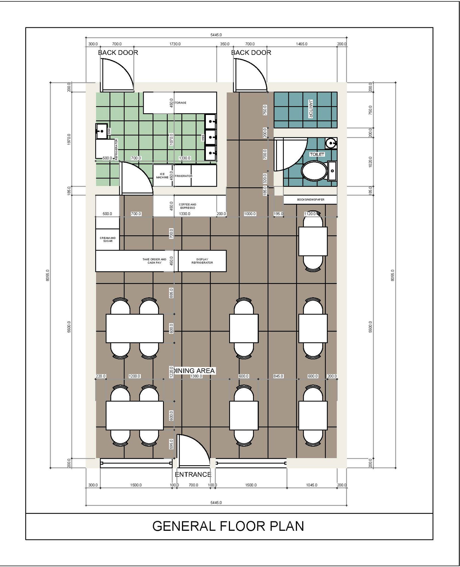 Coffee Shop Architectural Floor Plan