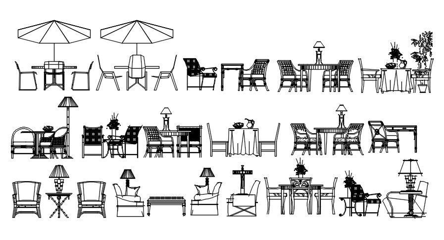 Coffee table CAD blocks, CAD file, dwg file