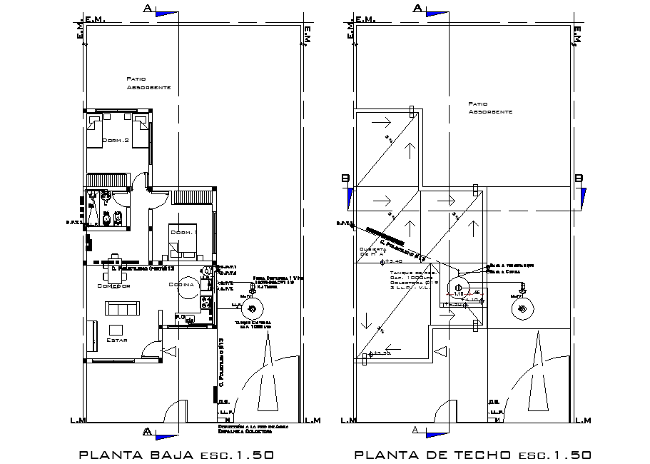 Cold water installation-hot plan autocad file