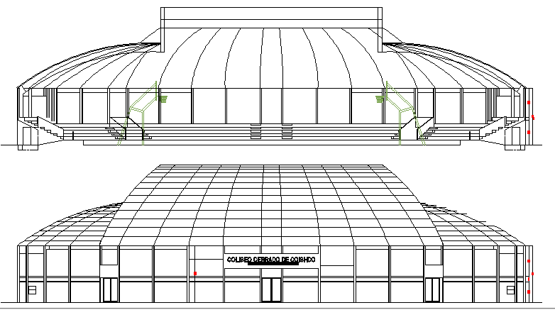Coliseum Architecture Layout and Elevation dwg file
