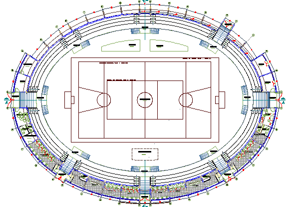 Coliseum Architecture Layout and Structure Design dwg file